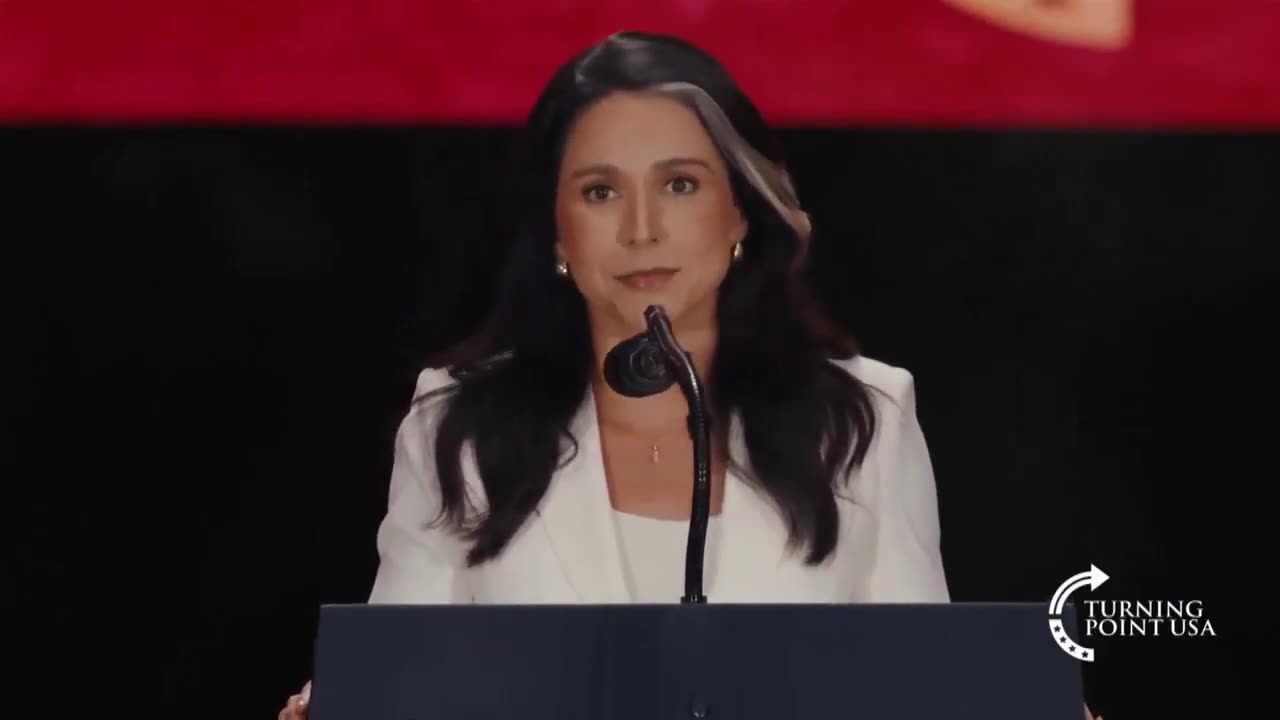 Tulsi Gabbard speaks at Charlie Kirks memorial service in Glendale, Arizona on September 21, 2025