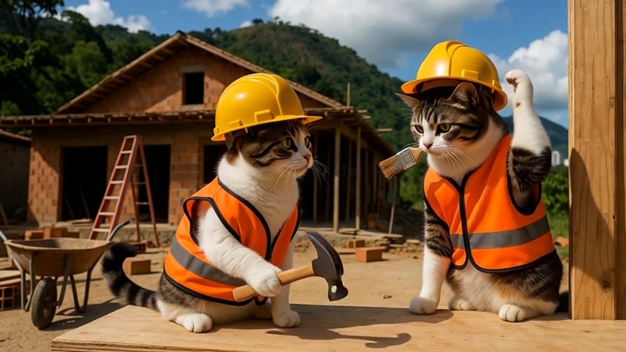 Funny Cats at Work 😂🐱 | This Went Totally Wrong!” “Cats Trying to Work on a Construction