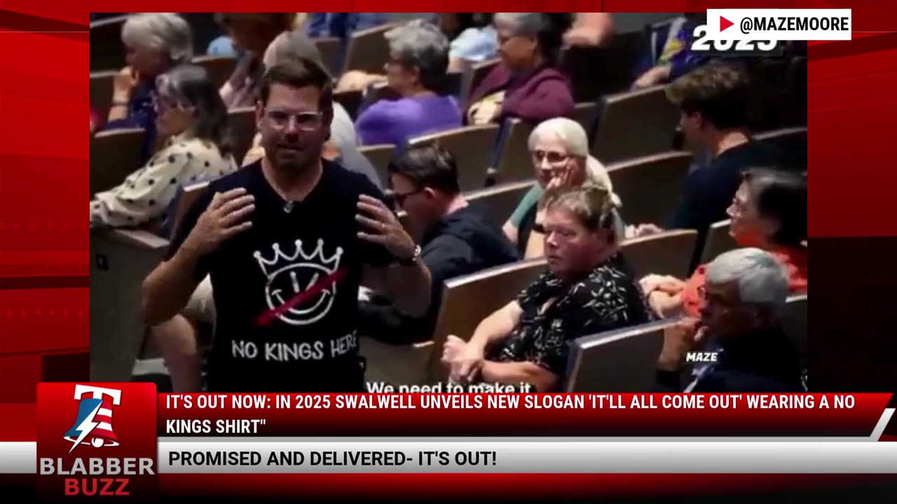 It's Out Now: In 2025 Swalwell Unveils New Slogan 'It'll All Come Out' Wearing A No Kings Shirt