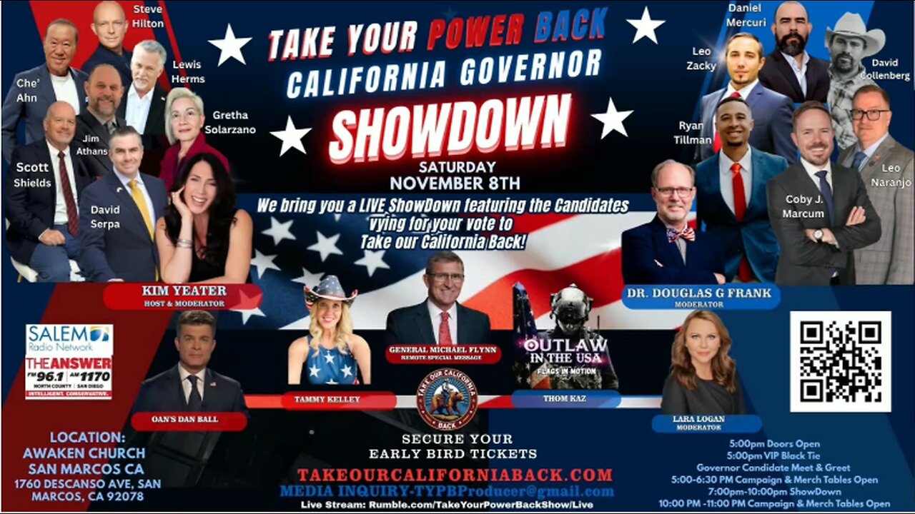 California Governors Debate Showdown - LEWIS HERMS speaks at 2:13 and at 3:03 times