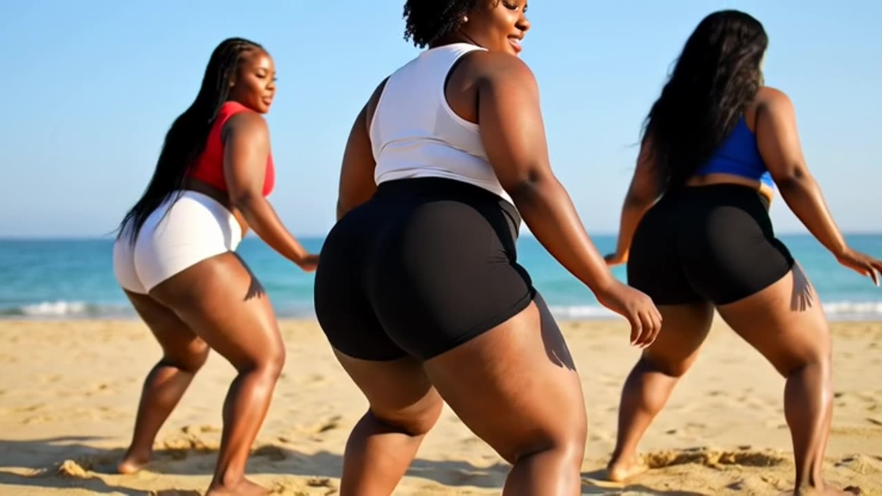 π₯ Big Booty BBW Twerking Plus Size Girls Ebony TikTok huge ass in beach