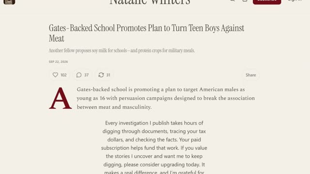 Natalie Winters: Gates-Backed School Promotes Plan to Turn Teen Boys Against Meat