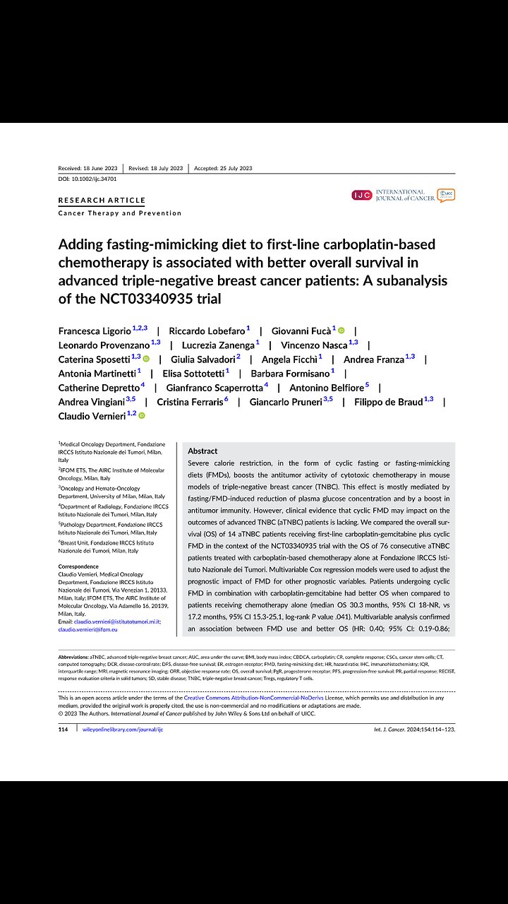 Fasting-mimicking and breast cancer, Claudio Vernieri 2023