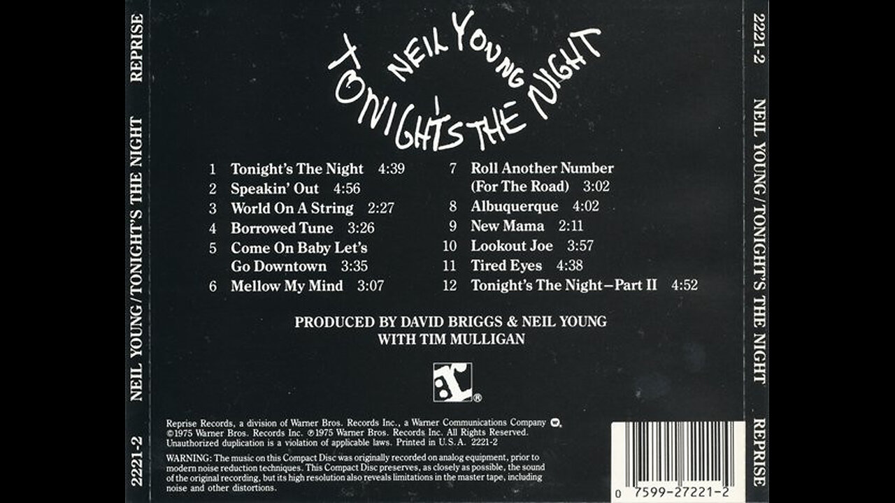 1975 - Neil Young - Tonights The Night [FULL ALBUM]