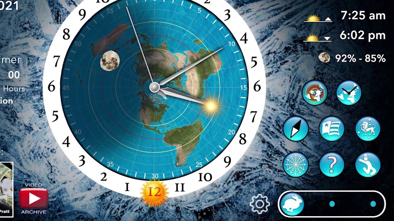 The Flat Earth Sun Moon & Zodiac Clock App for Android and Apple by DITRH! β