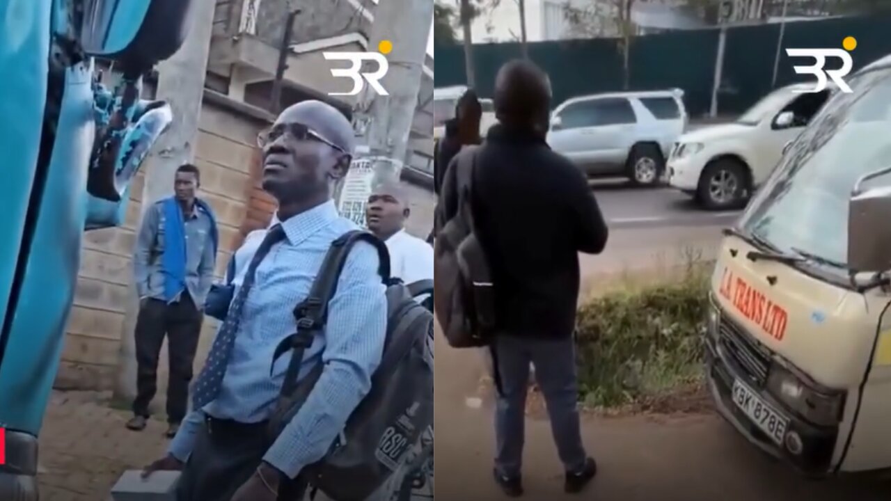 Man Blocks a Bus Using Pedestrian Walkway