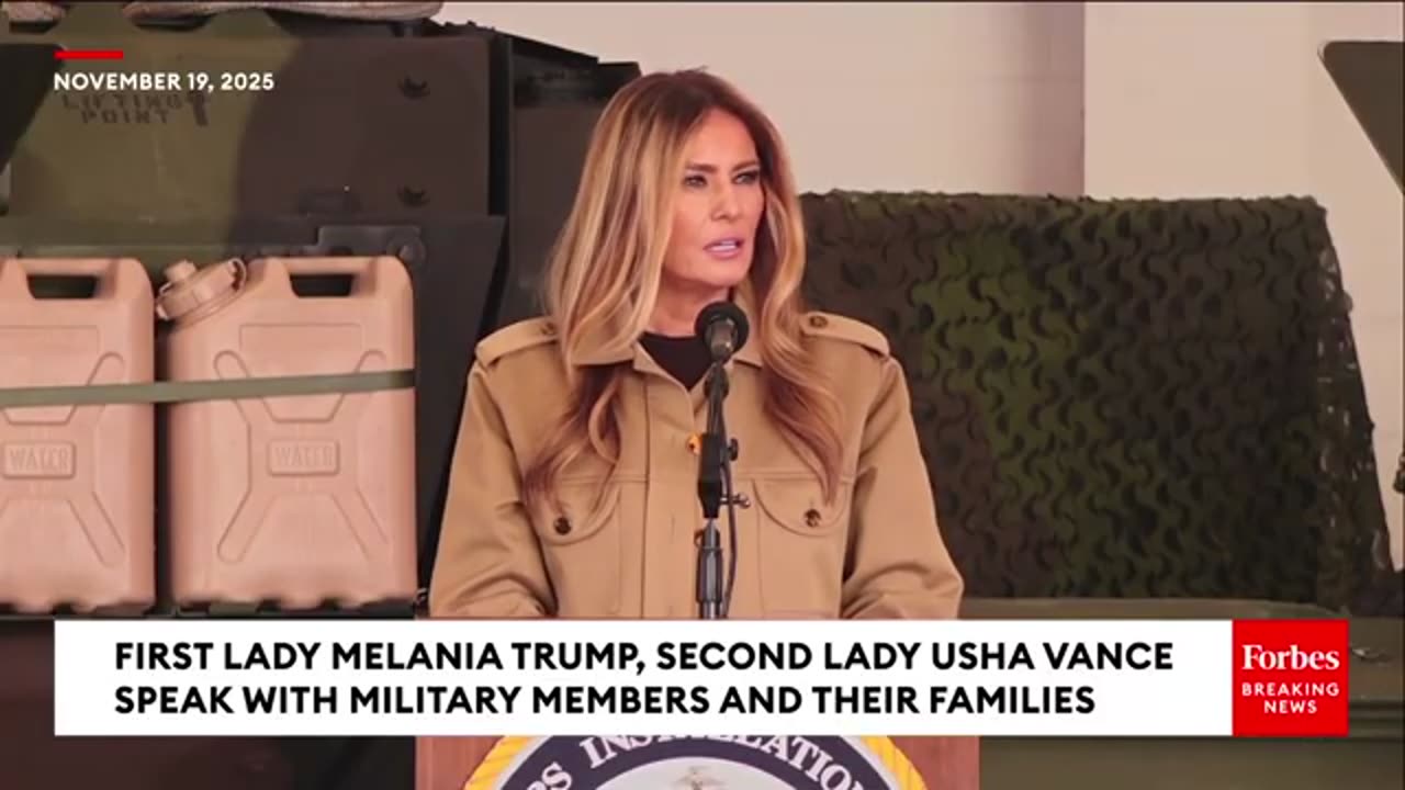 First Lady Melania Trump Delivers Remarks To Military Members And Their Families