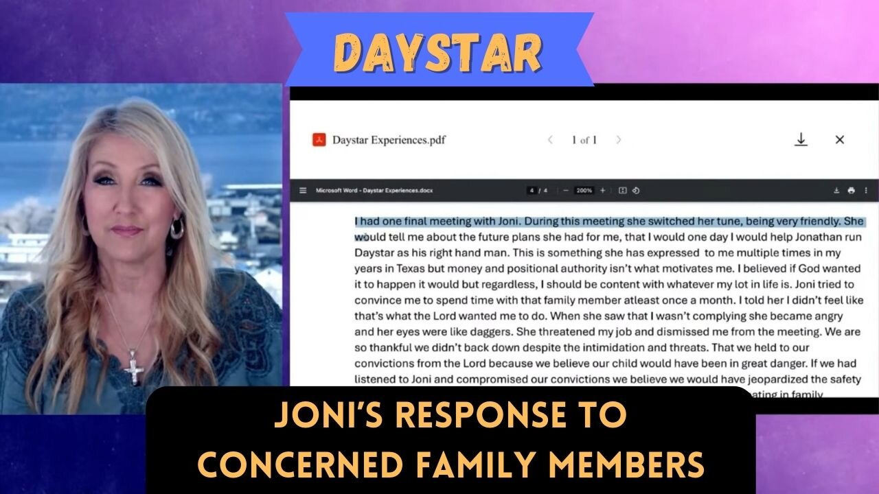 Jonis Response to Concerned Family Members
