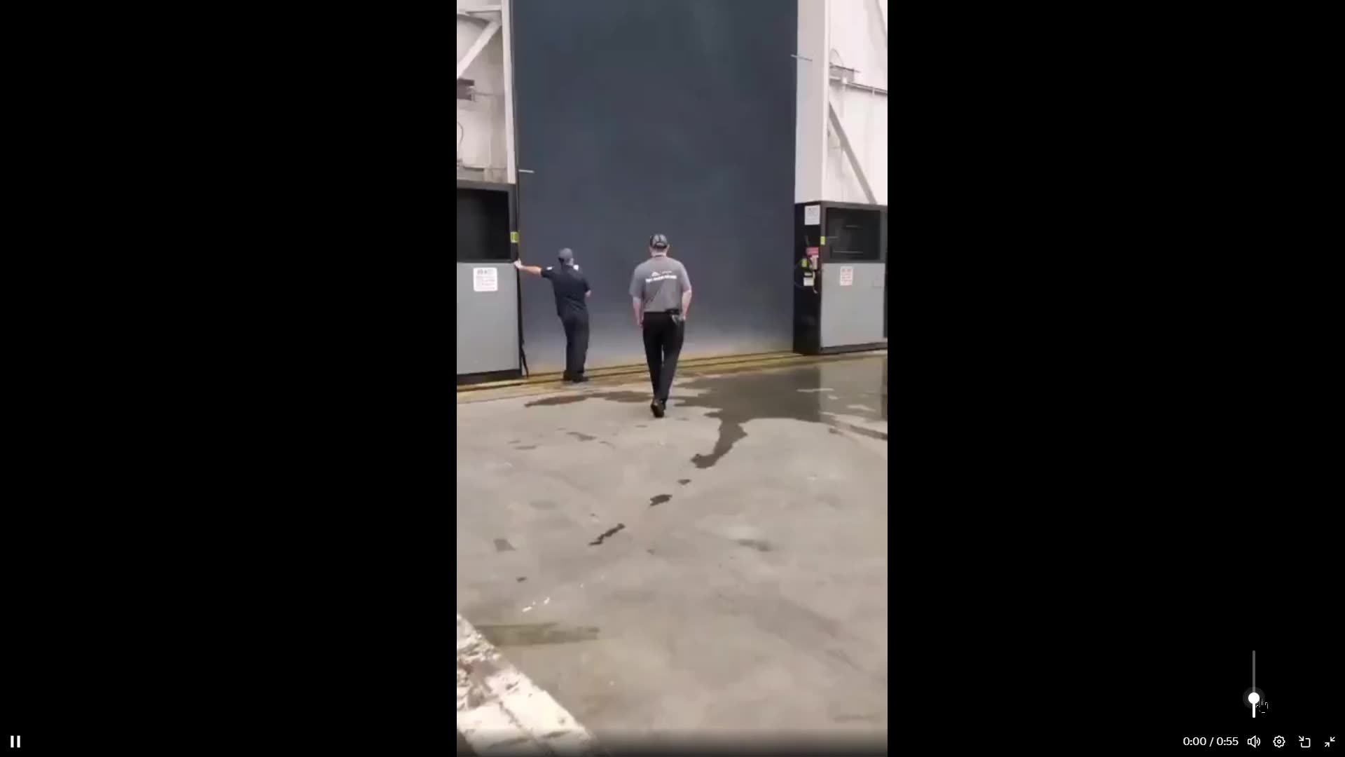 Massive Storm outside factory door looks like a portal to another planet