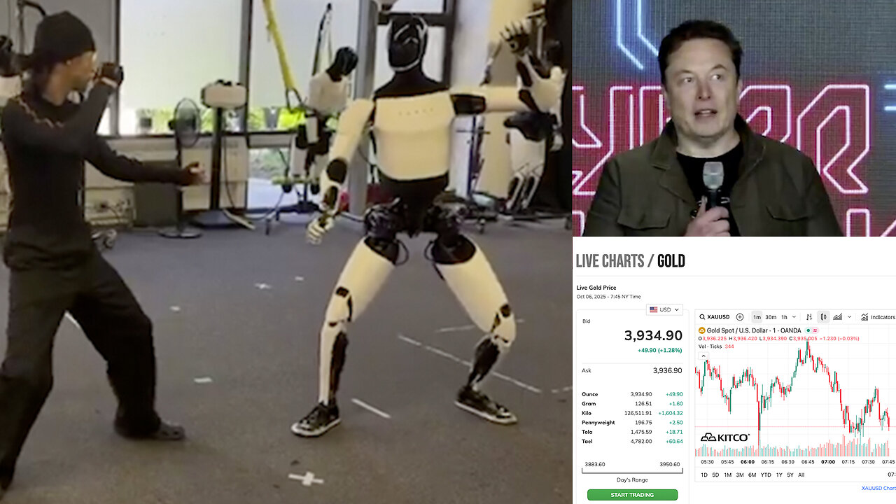 Great Reset | Is the Great Reset Looming? Tesla Optimus learning Kung Fu. - Elon Musk (Oct. 4th 2025) + Humanoid Robots to Outnumber Humans? + China to Launch 4 New Gold Hubs In Preparation for Global Reset? $3,934 Gold?