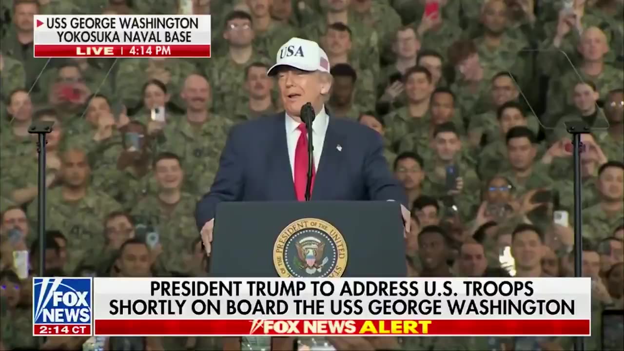 Chants of TRUMP! TRUMP! TRUMP! and USA! USA! USA! break out aboard the