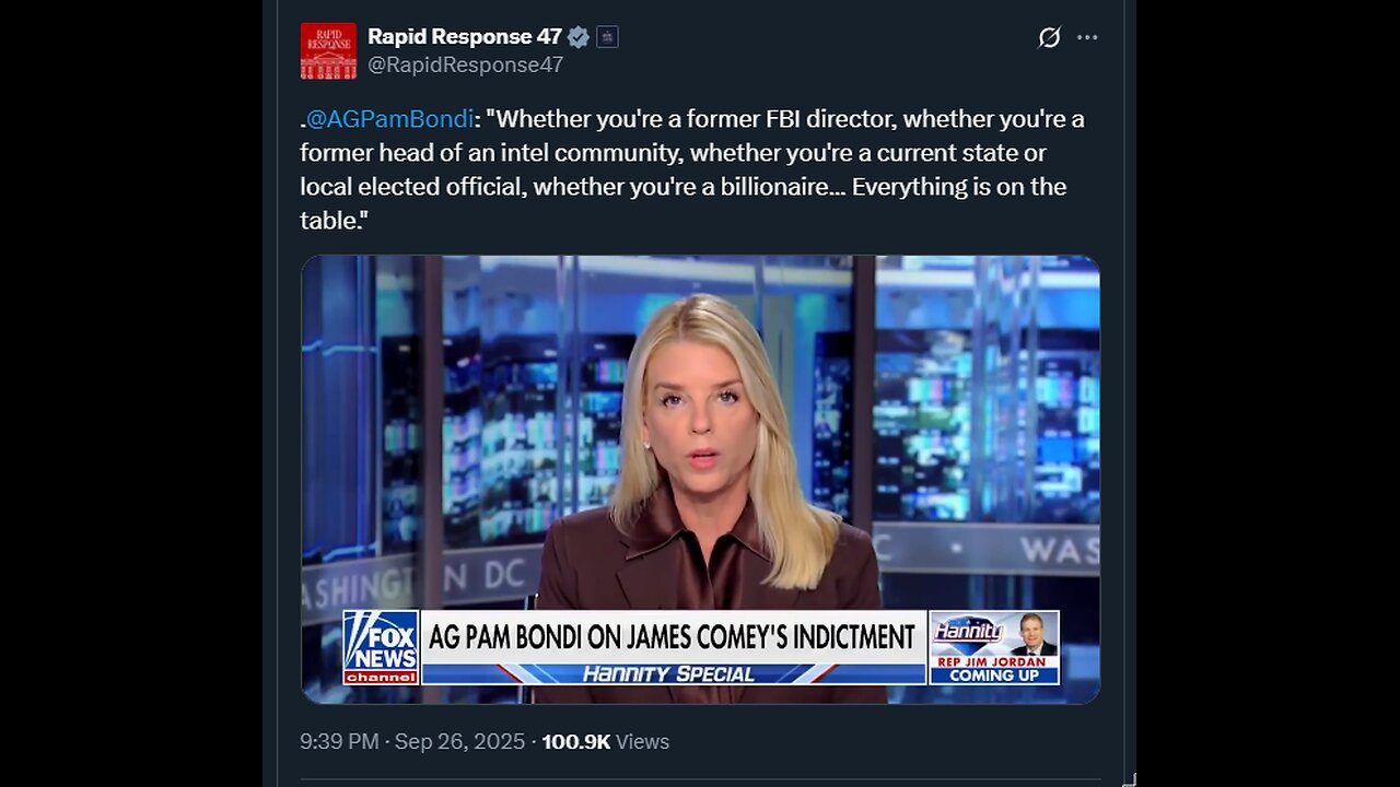 @AGPamBondi: Whether youre a former FBI director, whether youre a former head of