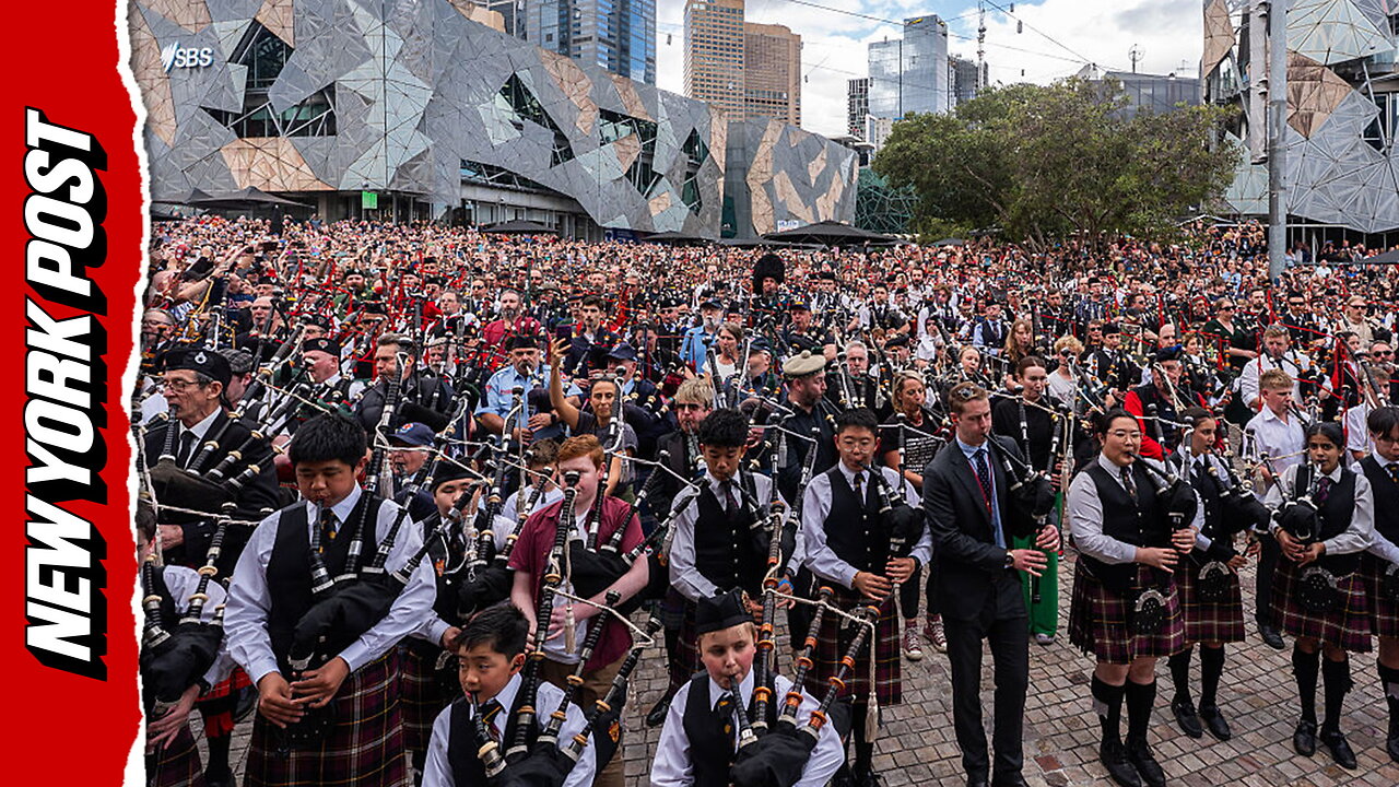 Hundreds of bagpipers break world record with AC/DCs Its a Long Way to the Top