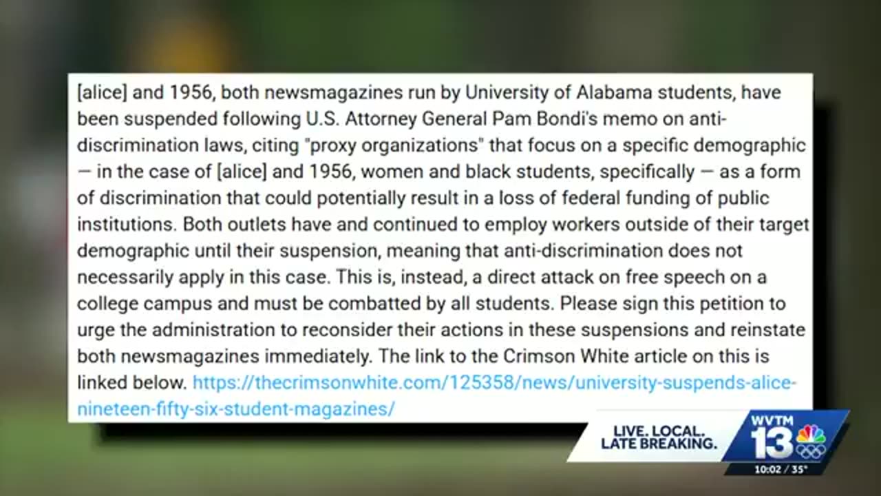 Univ. of Alabama shuts down student-run BLM and feminist magazines after Trumps DEI