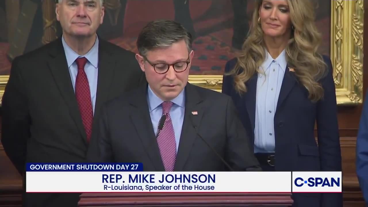 SPEAKER JOHNSON: After a months-long pressure campaign from the far left,
