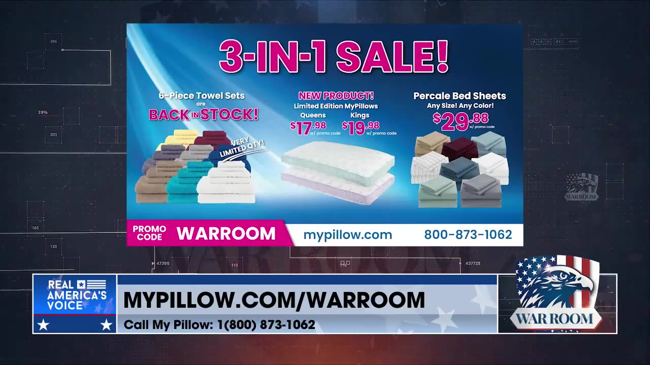 Check Out The WarRoom Posse Exclusive 3-In-1 Sale Today! Only At MyPillow.com/warroom