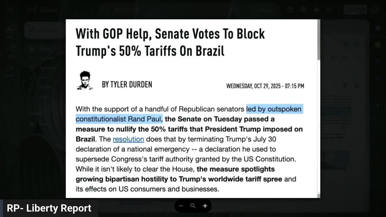 Sen. Paul -- More In Congress Are Against Trumps Tariffs, But Are Too Afraid To Speak Up