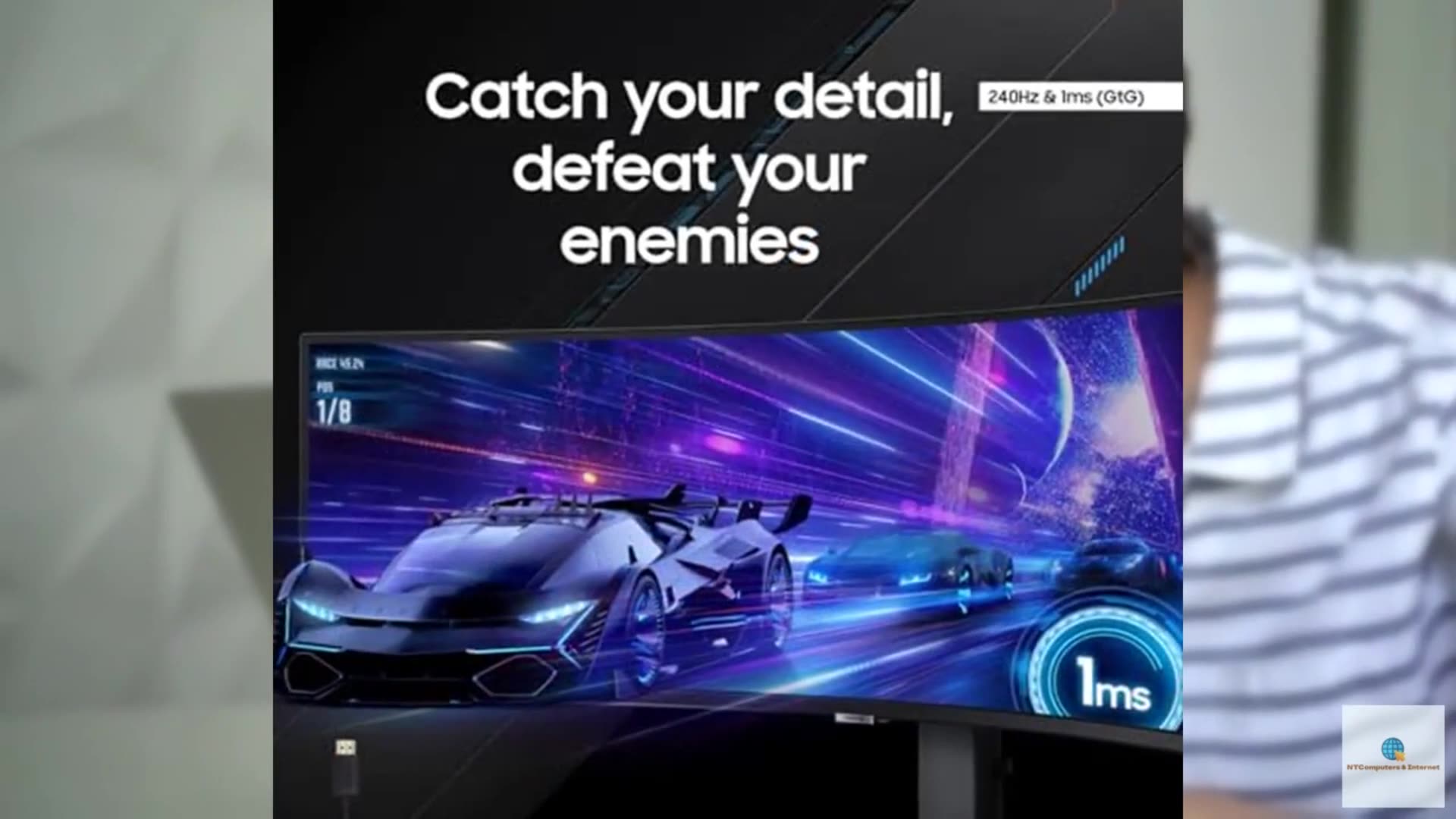 SAMSUNG 49 Odyssey G9 (G95C) Series DQHD 1000R Curved Gaming Monitor, 240Hz, 1m