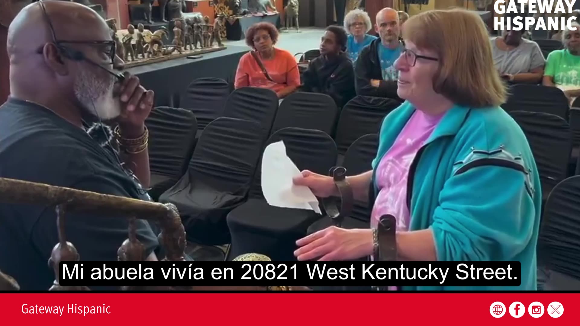 A white woman cries at the African American museum in Kentucky