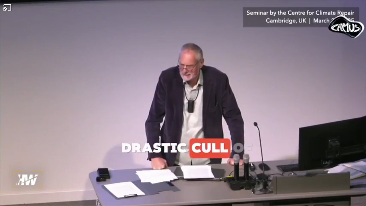 Cambridge professor on stage: the only alternative is to cull the population back to 1 billion!!