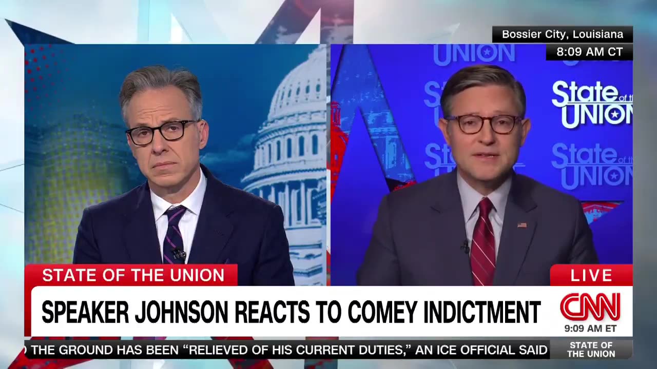 CNNs Jake Tapper Confronts Speaker Johnson Over Comey Indictment - Gets Schooled Instantly