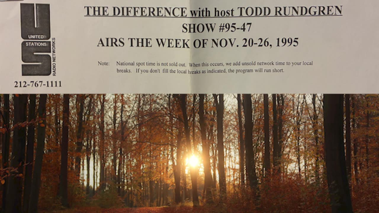 November 20-26, 1995 - The Difference with Todd Rundgren (#95-47)