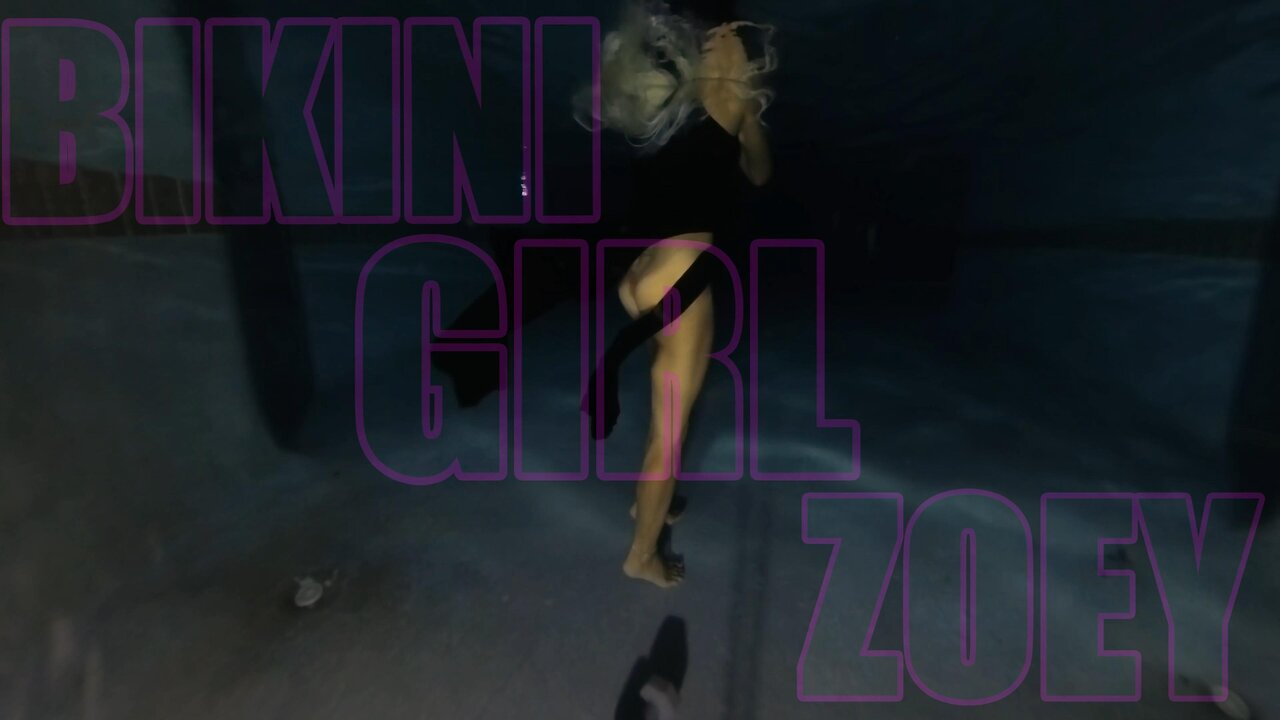 ASMR Video: Underwater Bikini Woman Black Dress at Night