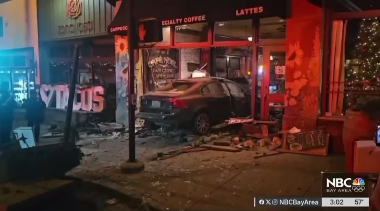 A 90-year-old man driving ~90 mph in a Volvo crashed into a Bay Area coffee shop on