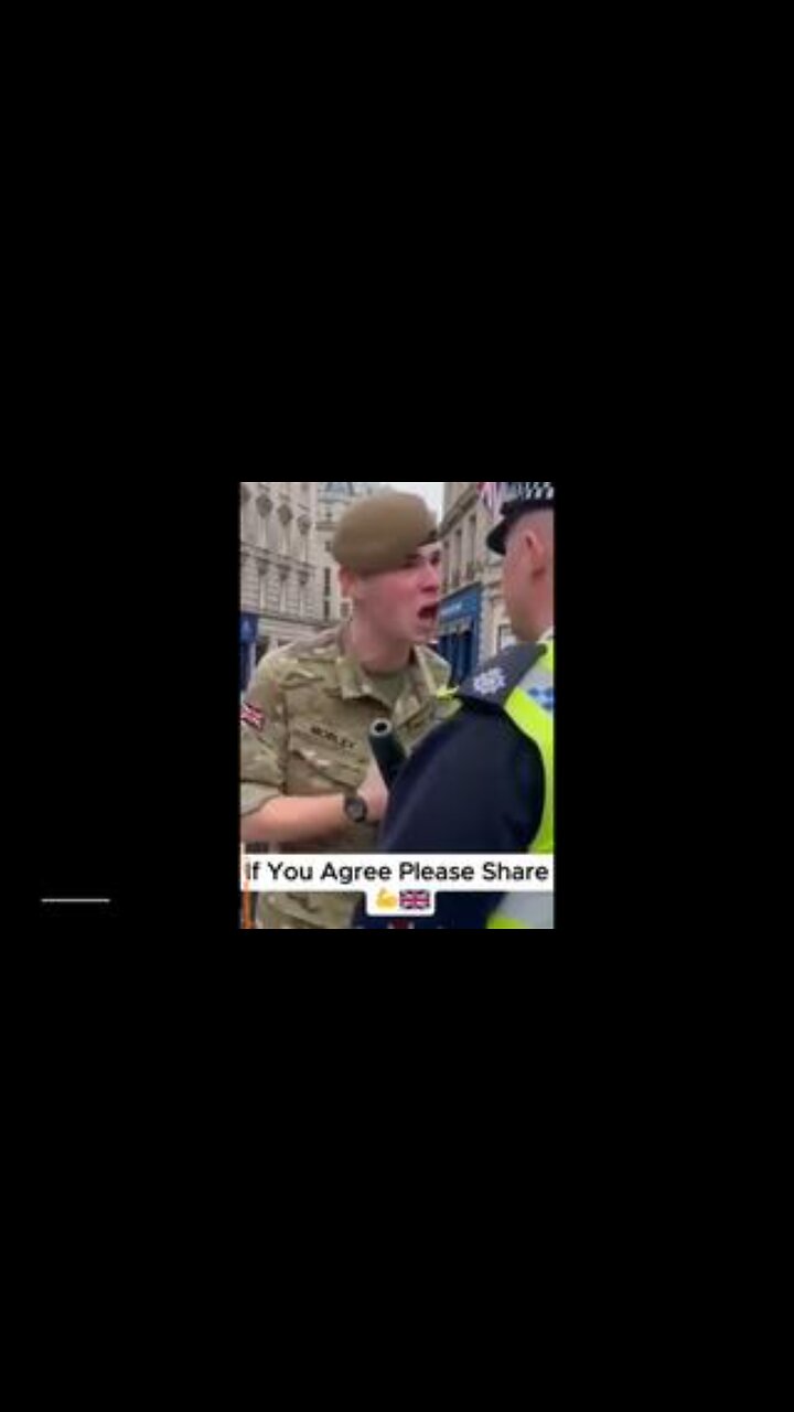 British solider smashes into a Policeman for arresting people for words