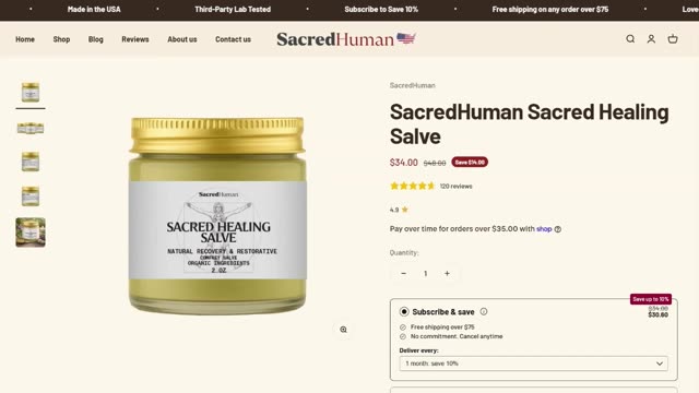 SacredHuman Healing Salve works wonders for joint pain, bruising, and arthritis support! Code Warroom for 10% off