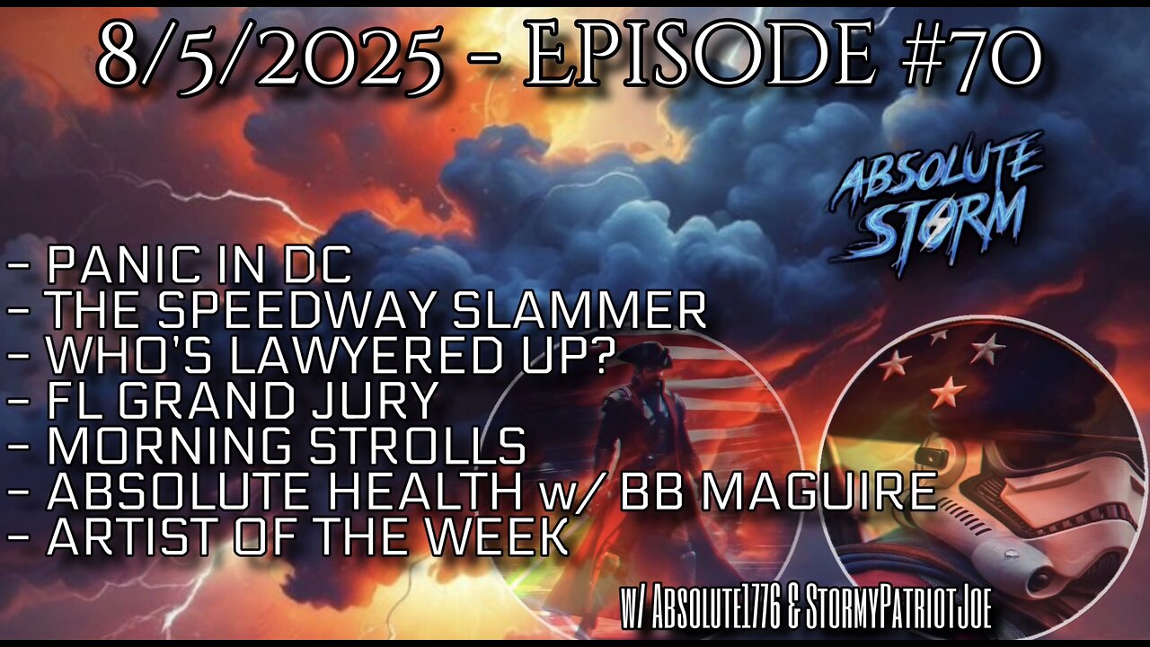 Absolute Storm Ep 70 8/5/2025 9pm EDT Panic In DC|Lawyers|FL Grand Jury|Absolute Health|AOTW