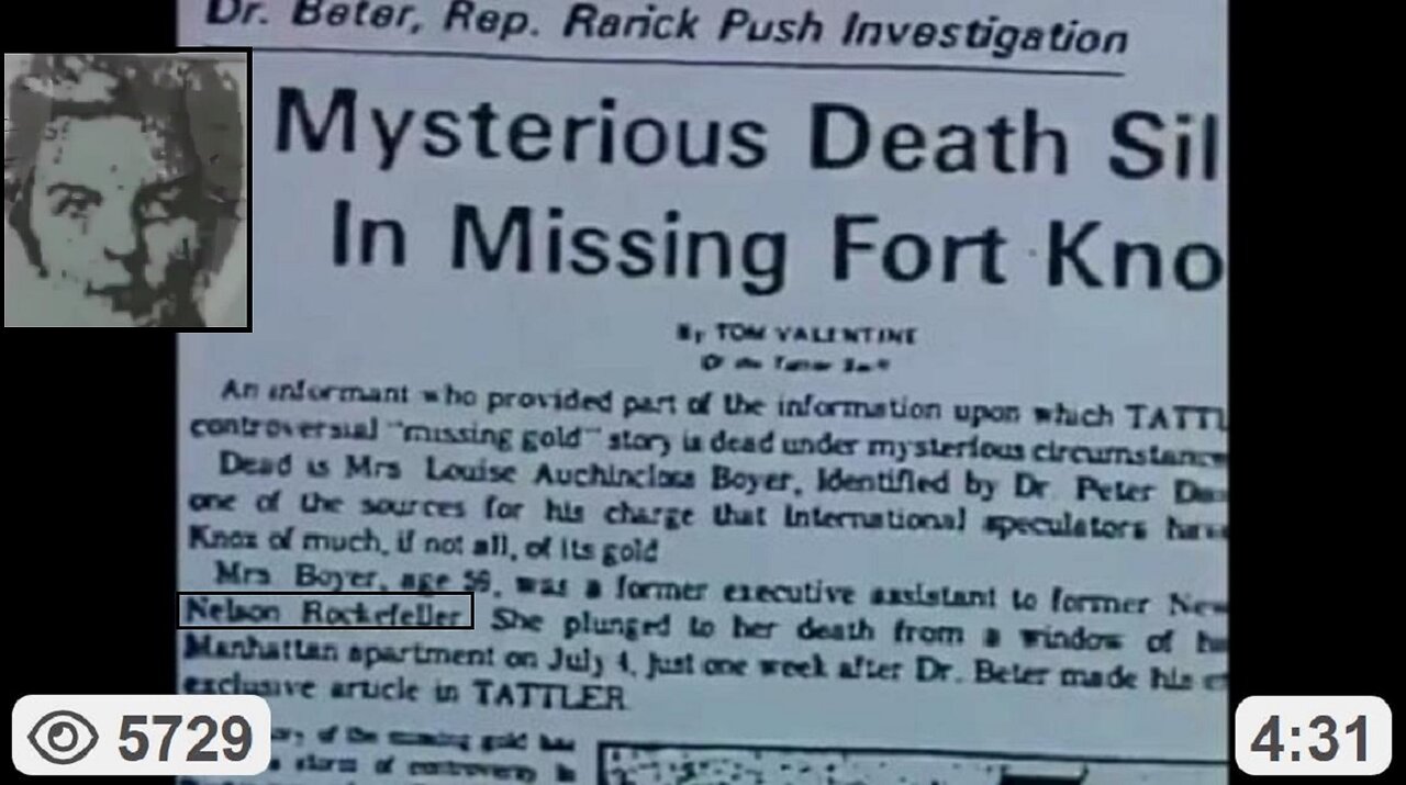 Rockefellers Looted Fort Knox Gold - Ian Flemming Wrote James Bond Book About It