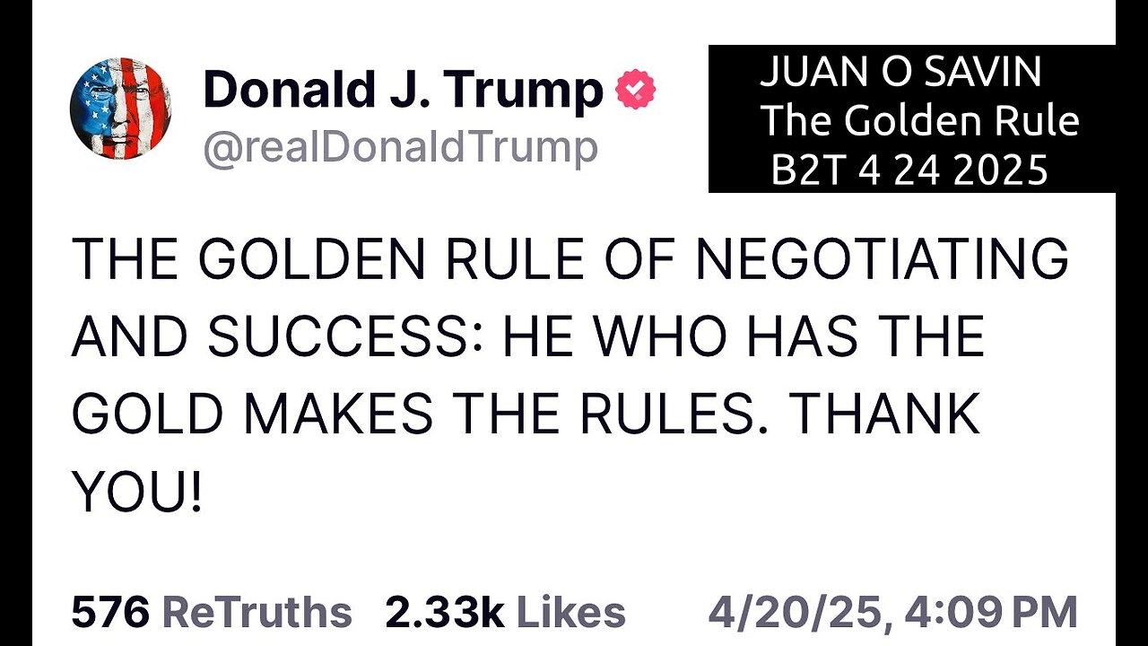 JUAN O SAVIN- The Golden Rule and Voter Civil Rights- Blessed2Teach 4 24 2025