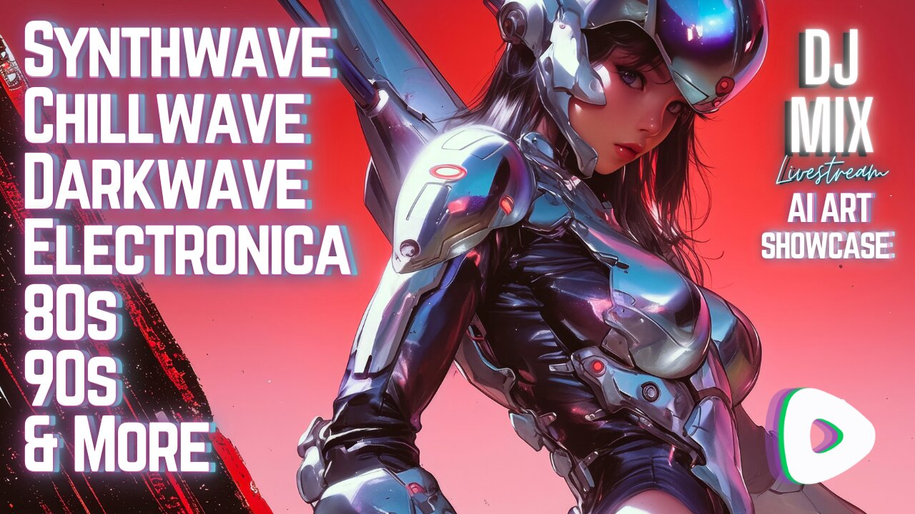 Friday Night Synthwave 80s 90s Electronica and more DJ MIX Livestream AI ART SHOWCASE Edition