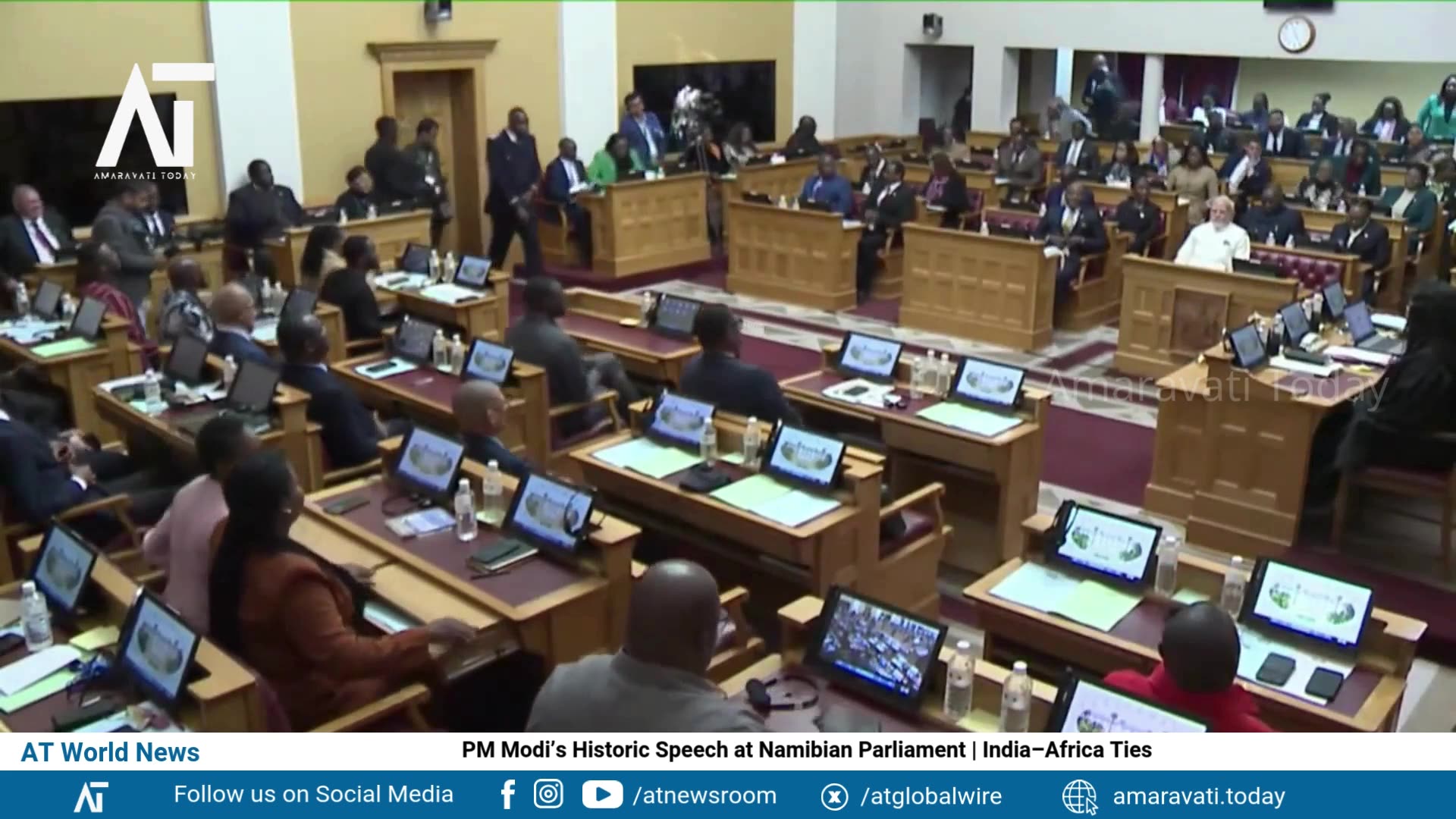 PM Modi’s Historic Speech at Namibian Parliament | India–Africa Ties | Amaravati Today World News