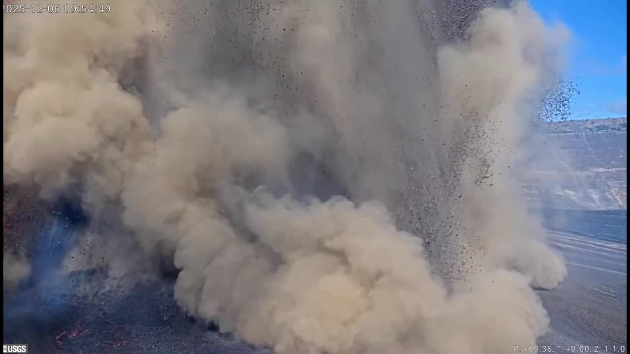 12/06/2025 -- USGS Live Camera gets covered in falling lava! Amazing close up of Kilauea Hawaii
