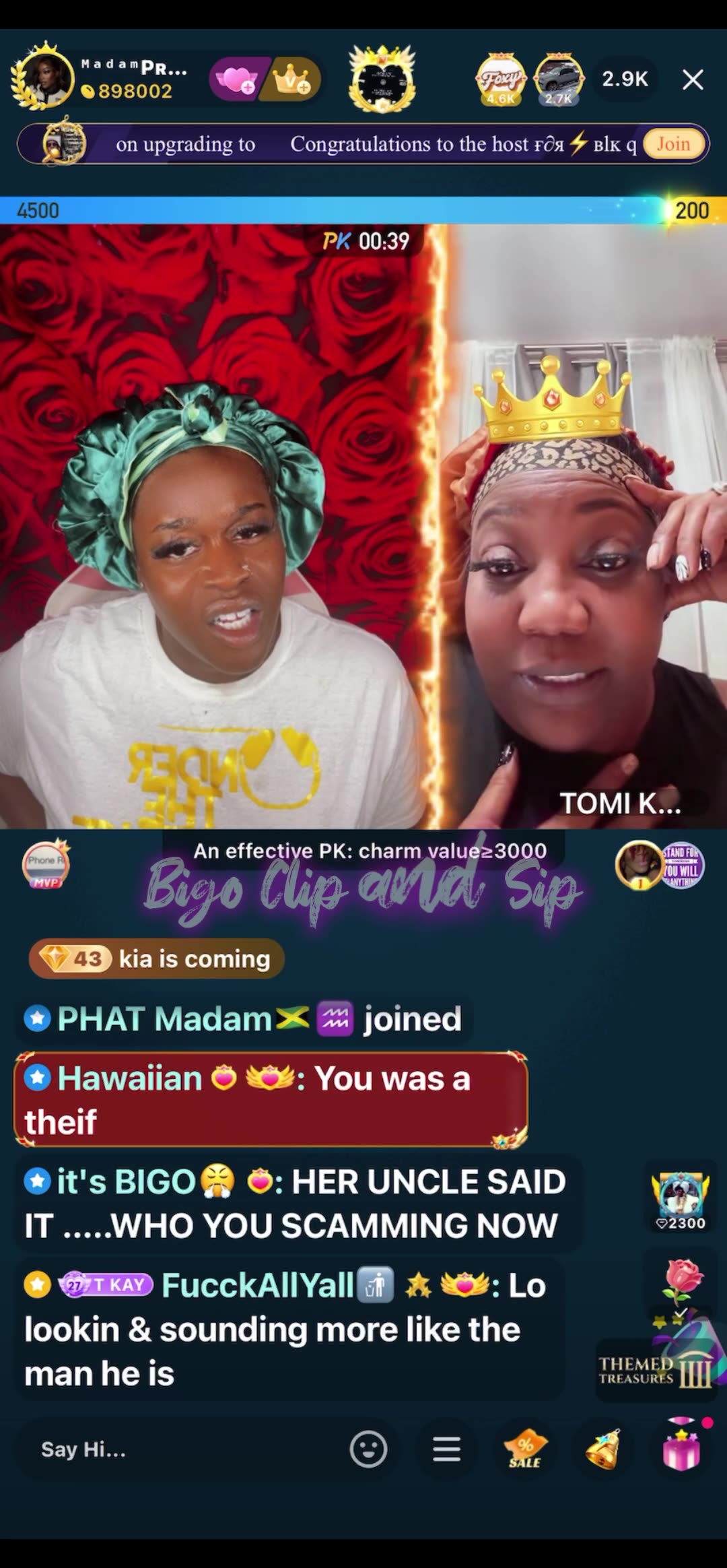 TomiKay talks with MadamLo after her show ended 5/21/25 #bigoclipandsip