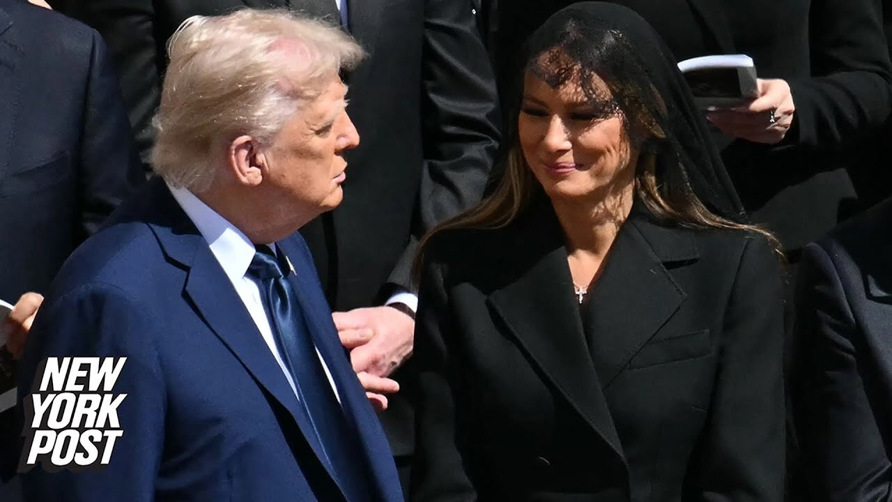 President Trump and Melania whispered and smiled with each other during Pope Francis funeral