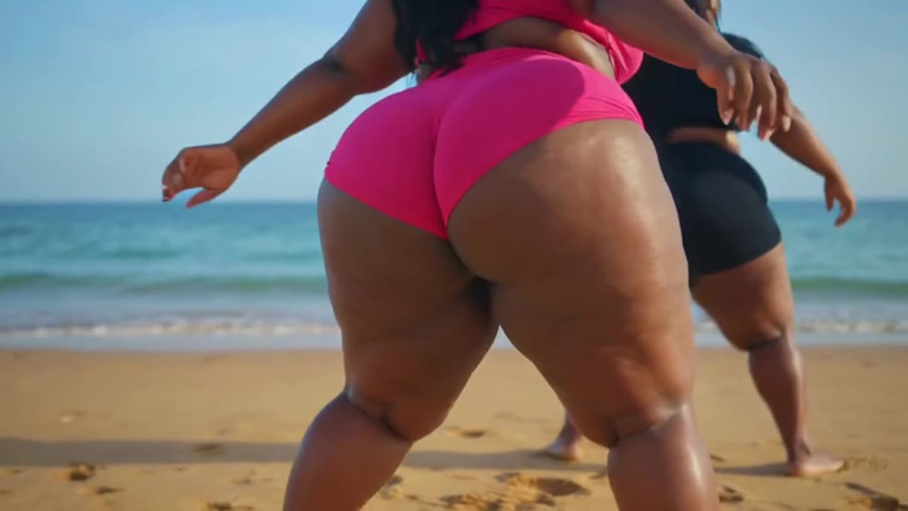 π₯ Big Booty BBW Twerking Plus Size Girls Ebony TikTok huge ass in beach