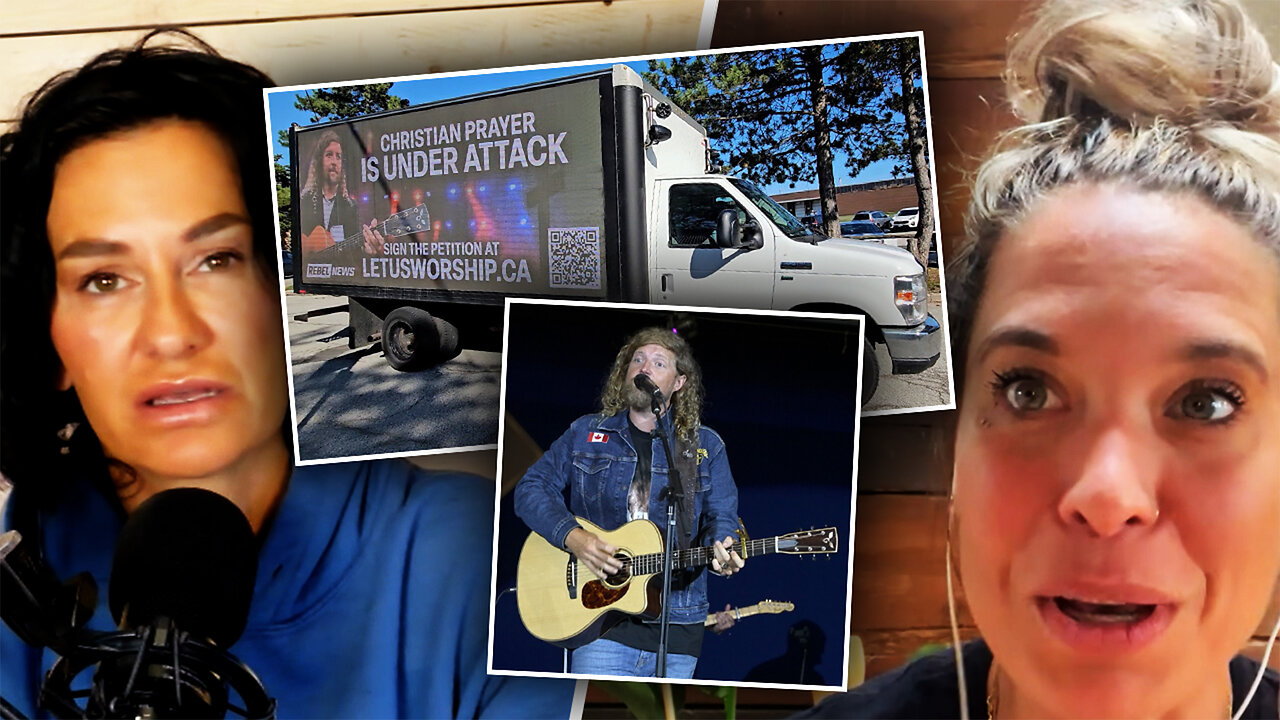 Rebel billboard truck turns up to Sean Feuchts worship event in Toronto