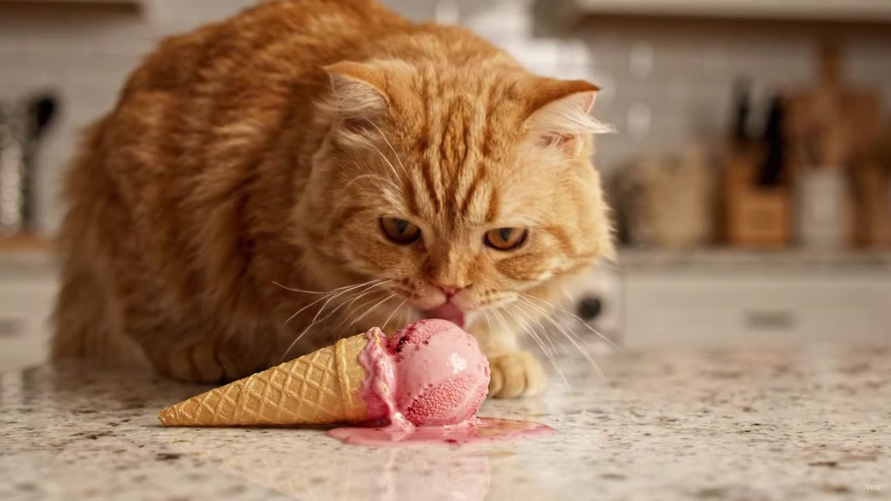Cat Caught Stealing Ice Cream Red-Handed 🍦