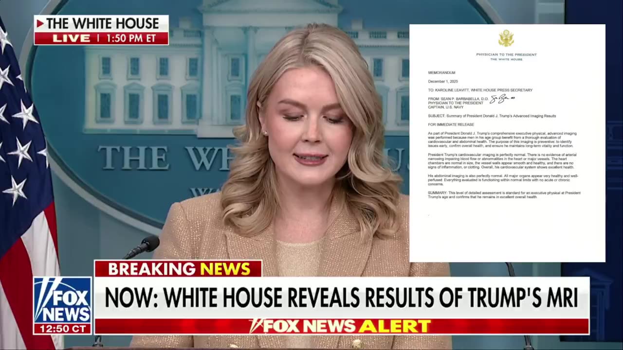🟢 Karoline Leavitt STUNS the Fake News by releasing President Trumps MRI Results LIVE at Presser