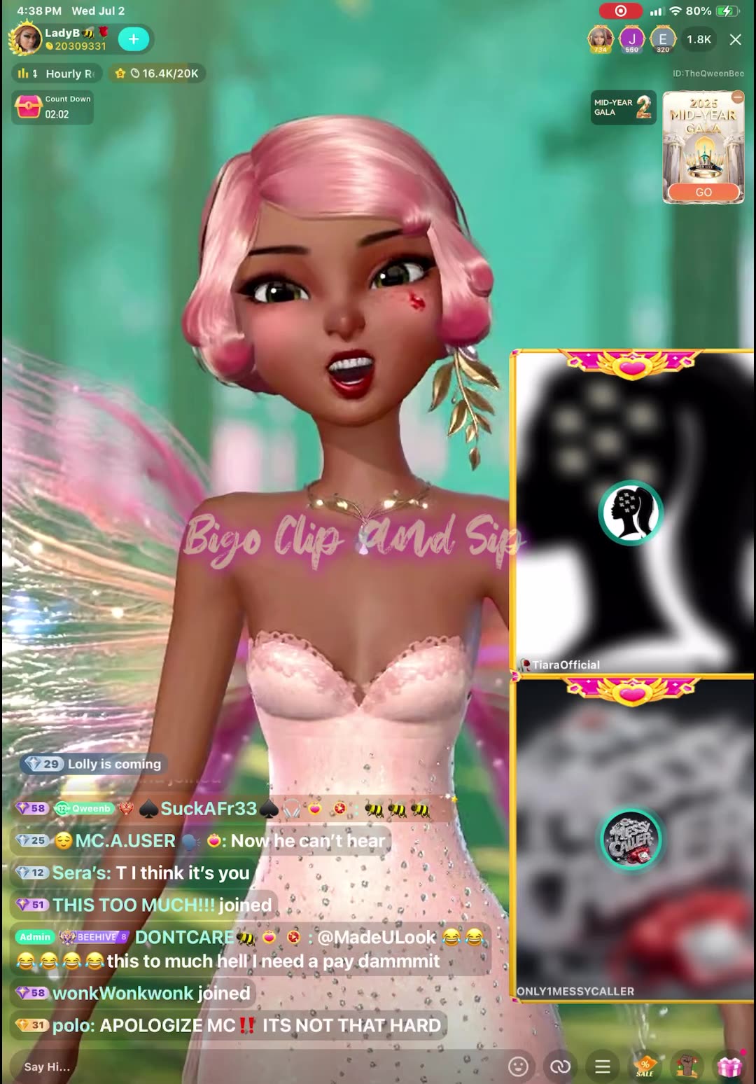 Lady D lets MessyCaller n Tiara go at it ft MissP Grandma D Messyjo n others 7/2/25 #bigoclipandsip