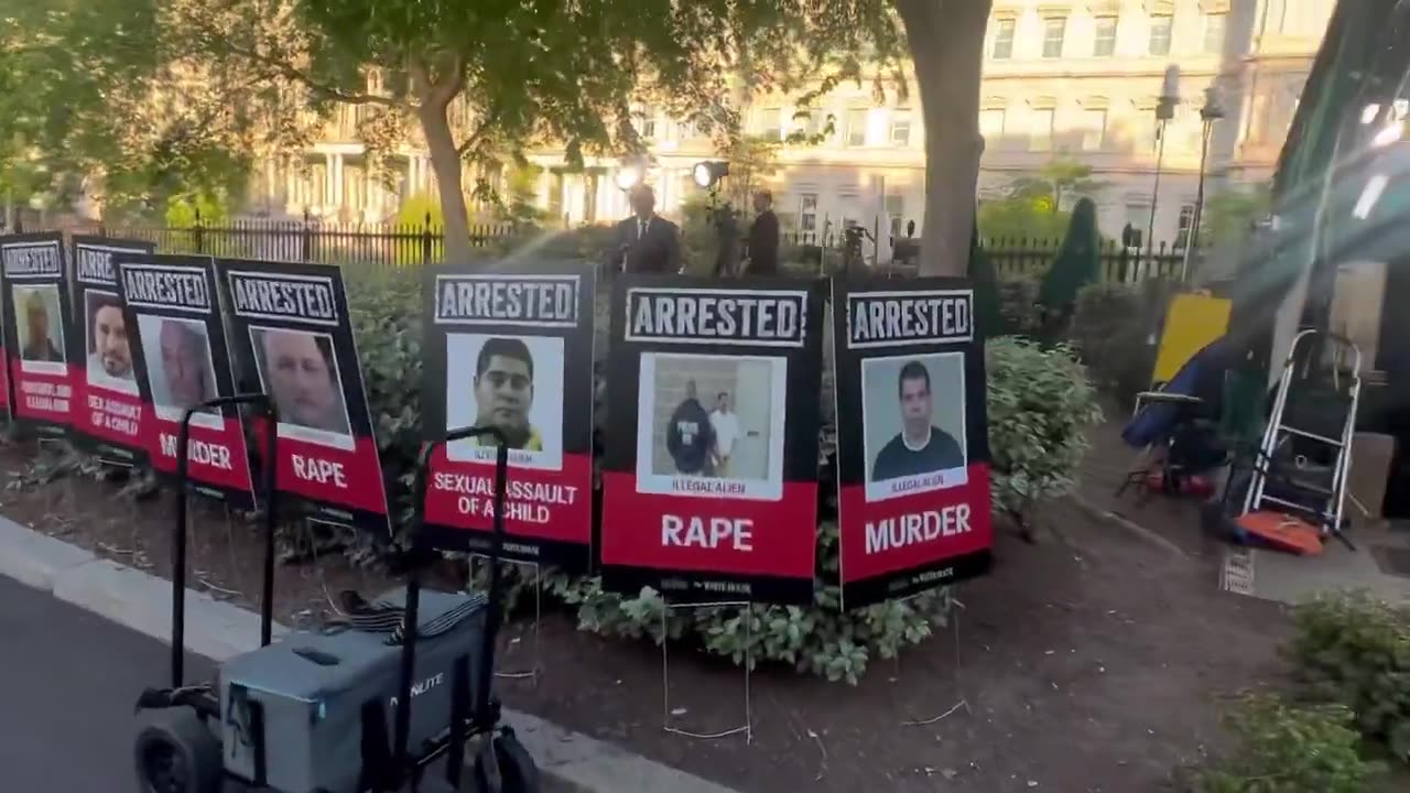 White House lawn lined with the faces of people ‘arrested’ for sex and drug-related violent crimes