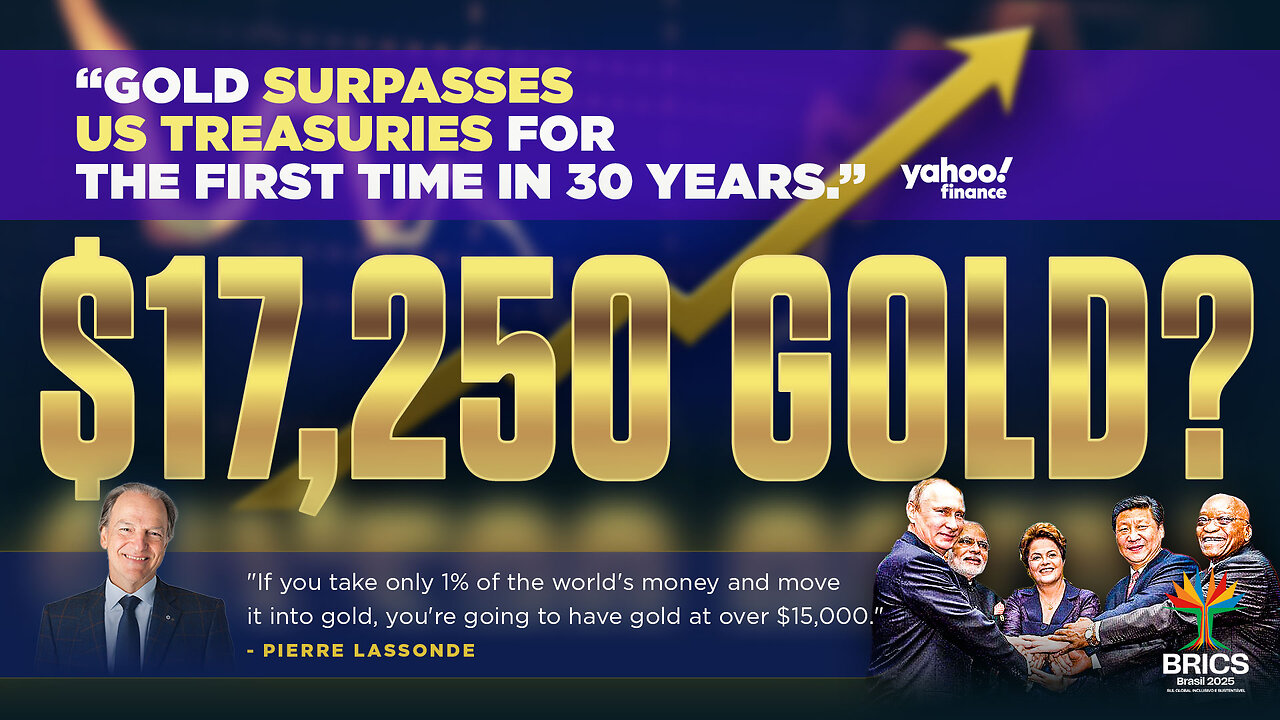 $17,250 Gold? If you take only 1% of the worlds money and move it into gold, youre going to have gold at over $15,000. - Pierre Lassonde + Gold Surpasses US Treasuries for the First Time in 30 Years - 10/26/25 (Yahoo!Finance)