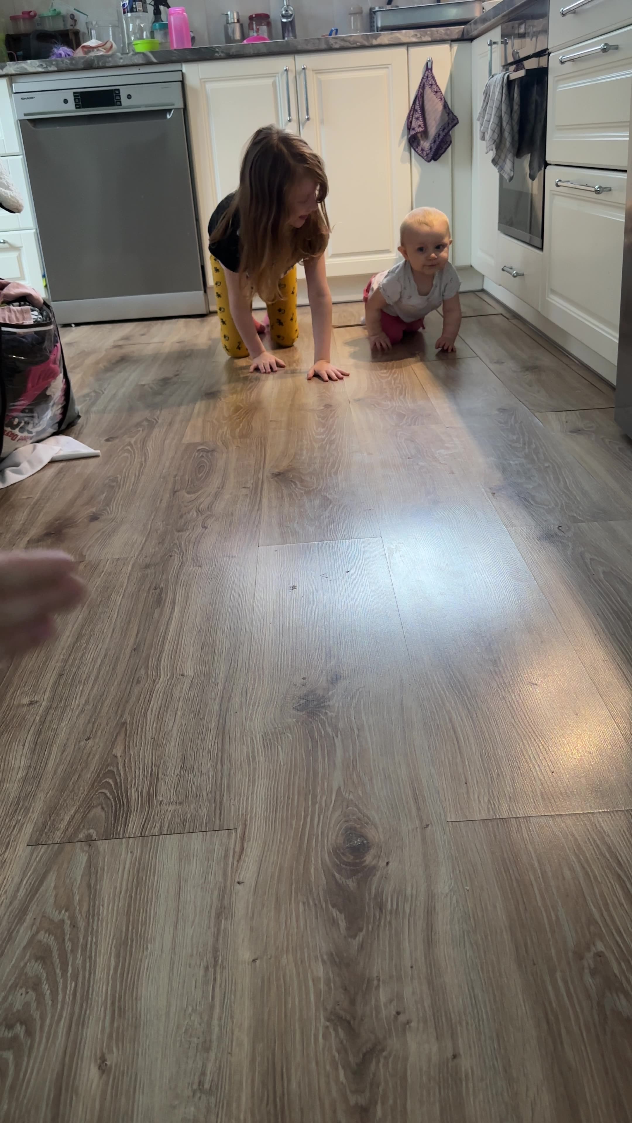 Baby Kayla vs Sister Cornelia — Adorable Crawl Race!