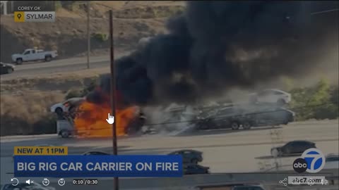 Tesla Trucks Caught on Fire on Top of Truck Load