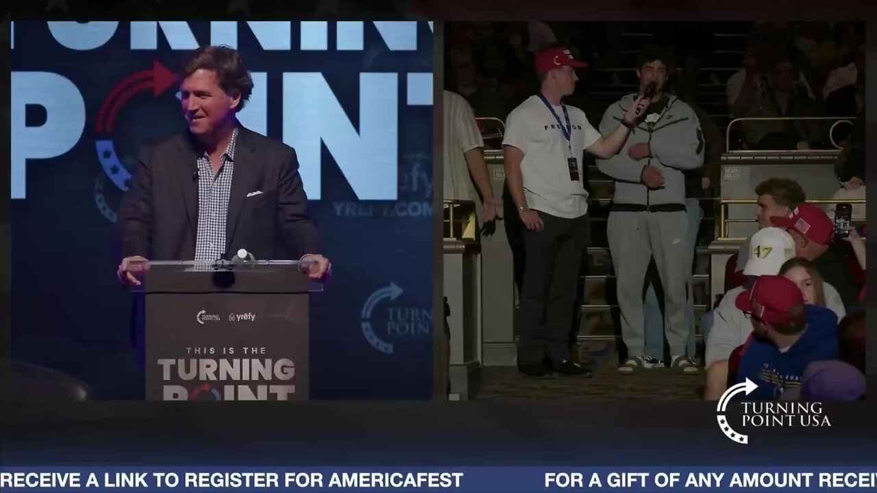 ‘Leave My Father Out of It’: Tucker Carlson Threatens to ‘Kick’ Student’s ‘Ass’ During Turning Point USA Debate