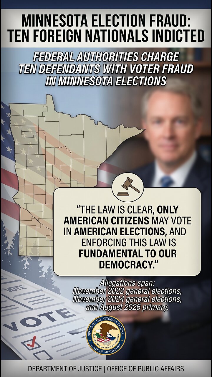 DOJ Indicts 10 Foreign Nationals in Minnesota Voter Fraud Investigation! thumbnail