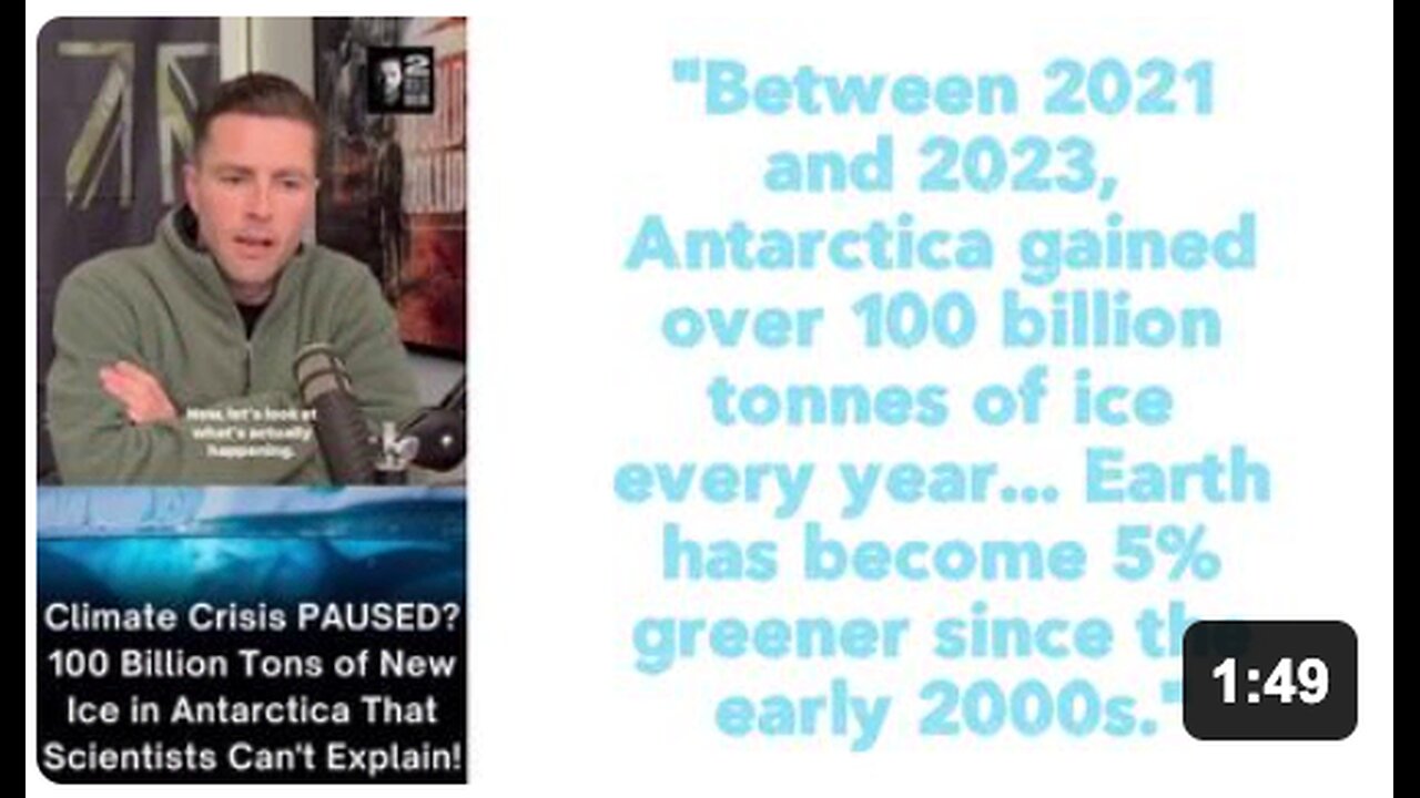 Between 2021 and 2023, Antarctica gained over 100 billion tonnes of ice every year...Earth has become 5% greener since the early 2000s.